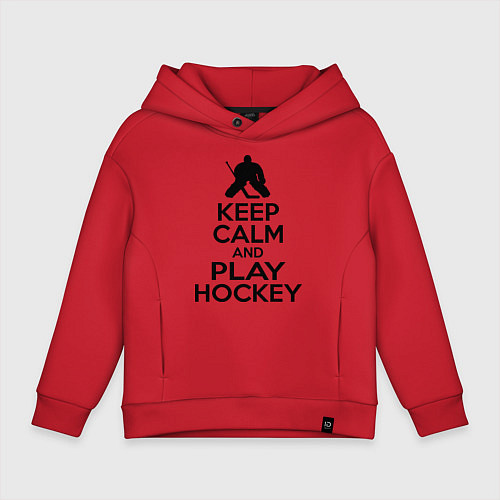 Детское худи оверсайз Keep Calm & Play Hockey / Красный – фото 1