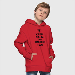 Толстовка оверсайз детская Keep Calm & United fan, цвет: красный — фото 2