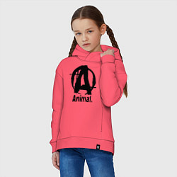 Толстовка оверсайз детская Animal Logo, цвет: коралловый — фото 2
