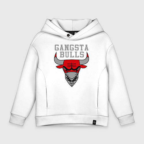 Детское худи оверсайз Gangsta Bulls / Белый – фото 1