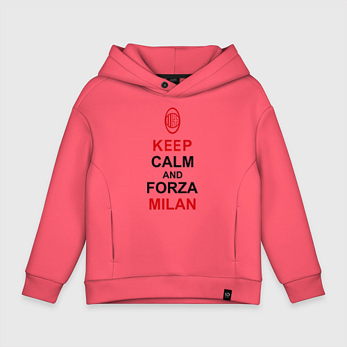 Детское худи оверсайз Keep Calm & Forza Milan / Коралловый – фото 1