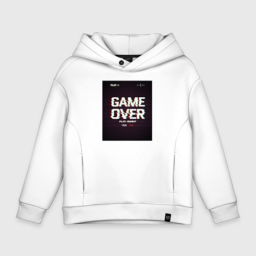 Детское худи оверсайз Game Over: Glitch Effect / Белый – фото 1