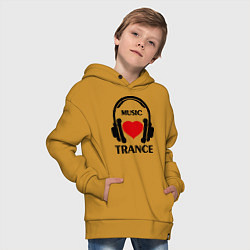Толстовка оверсайз детская Trance Music is Love, цвет: горчичный — фото 2