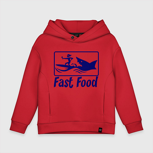 Детское худи оверсайз Shark fast food / Красный – фото 1