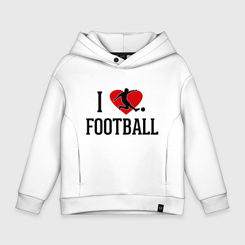 Детское худи оверсайз I love football / Белый – фото 1