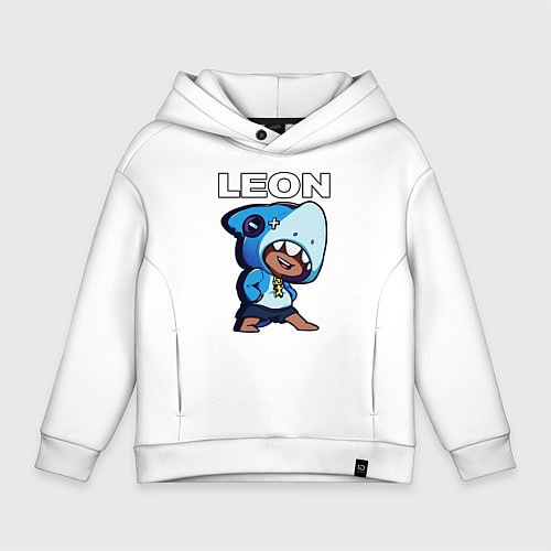 Детское худи оверсайз Brawl Stars LEON SHARK / Белый – фото 1