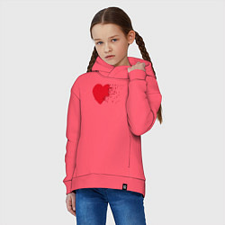 Толстовка оверсайз детская Сердце, цвет: коралловый — фото 2