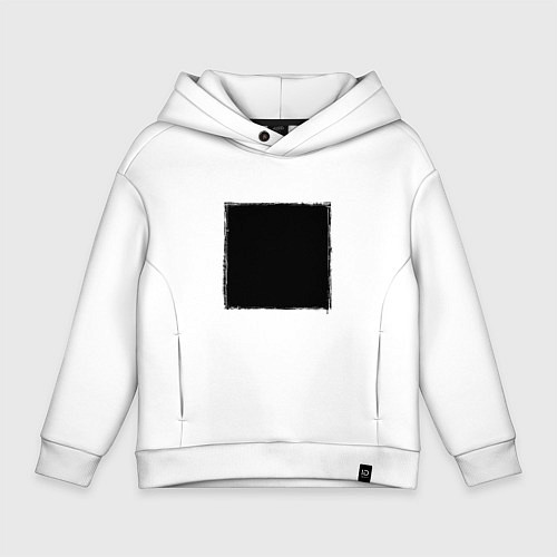 Детское худи оверсайз ЧЕРНЫЙ КВАДРАТ / Белый – фото 1