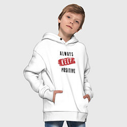 Толстовка оверсайз детская Always Keep Positive, цвет: белый — фото 2