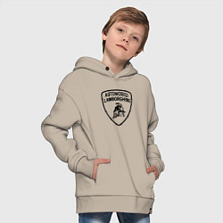 Толстовка оверсайз детская Lamborghini Logo Dark, цвет: миндальный — фото 2
