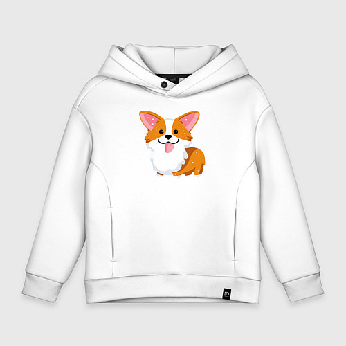 Детское худи оверсайз Милый корги / Белый – фото 1