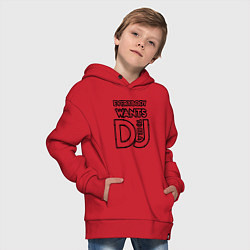 Толстовка оверсайз детская Everybody Wants to be a Dj, цвет: красный — фото 2