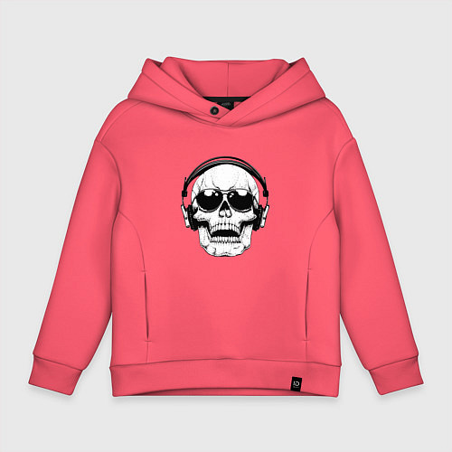 Детское худи оверсайз Skull Music lover / Коралловый – фото 1