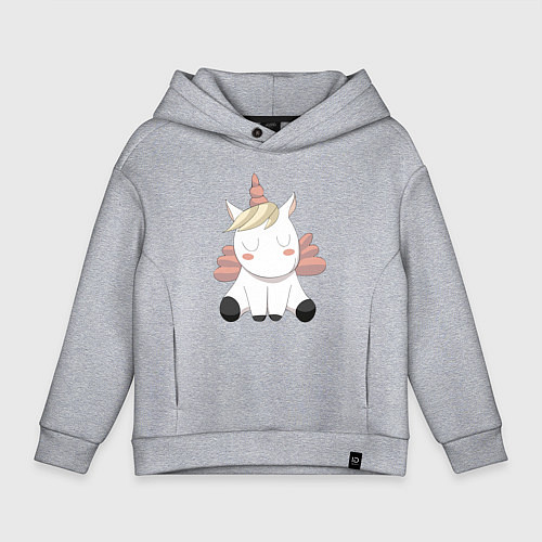 Детское худи оверсайз Милый единорог / Меланж – фото 1