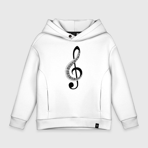 Детское худи оверсайз Скрипичный ключ и клавиши / Белый – фото 1