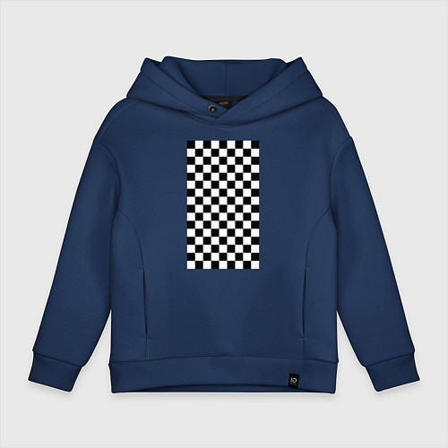 Детское худи оверсайз Шахматный пол / Тёмно-синий – фото 1
