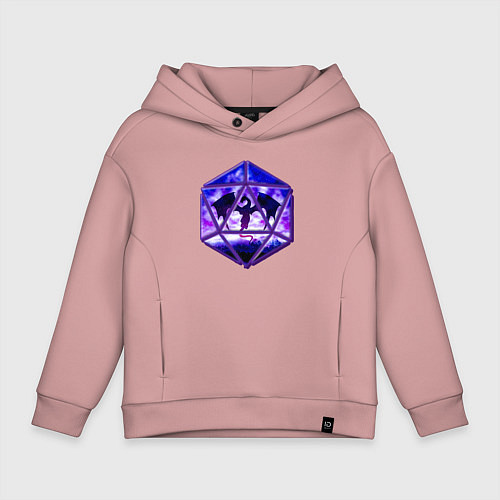 Детское худи оверсайз DnD, d20, Dragon, Дракон, ДнД / Пыльно-розовый – фото 1