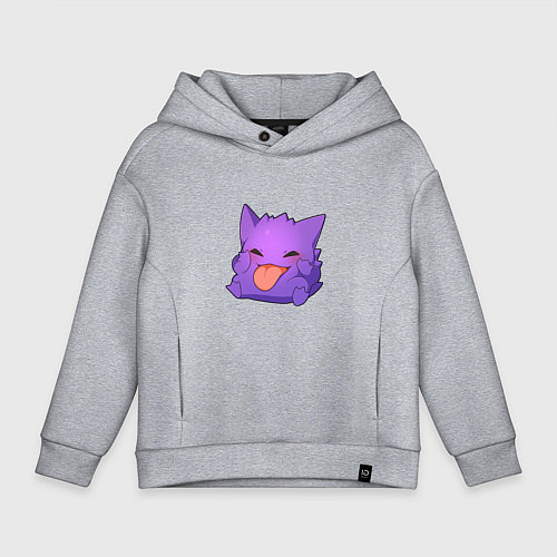 Детское худи оверсайз Монстрик показывает язык / Меланж – фото 1