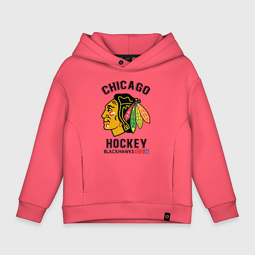 Детское худи оверсайз CHICAGO BLACKHAWKS NHL / Коралловый – фото 1