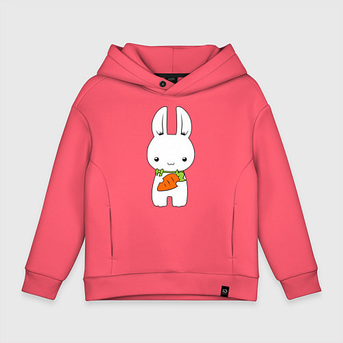 Детское худи оверсайз Зайчик с морковкой / Коралловый – фото 1