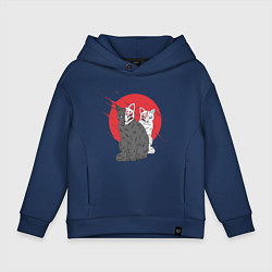 Толстовка оверсайз детская Japan Cats Z, цвет: тёмно-синий