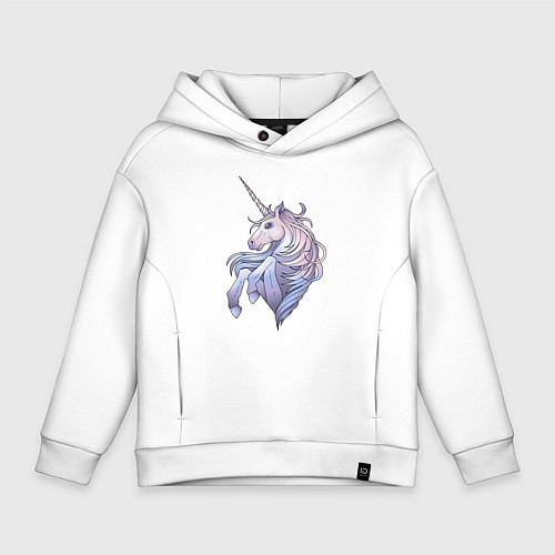 Детское худи оверсайз Красивый единорог / Белый – фото 1