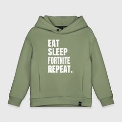 Толстовка оверсайз детская EAT SLEEP FORTNITE REPEAT, цвет: авокадо