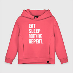 Толстовка оверсайз детская EAT SLEEP FORTNITE REPEAT, цвет: коралловый