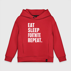 Толстовка оверсайз детская EAT SLEEP FORTNITE REPEAT, цвет: красный