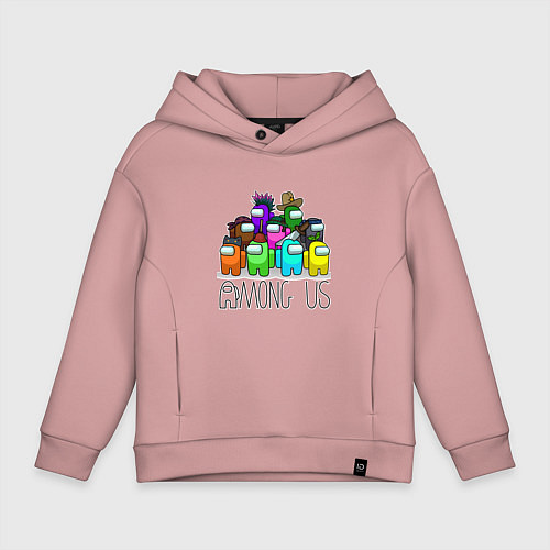 Детское худи оверсайз AMONG US - большая компания! / Пыльно-розовый – фото 1