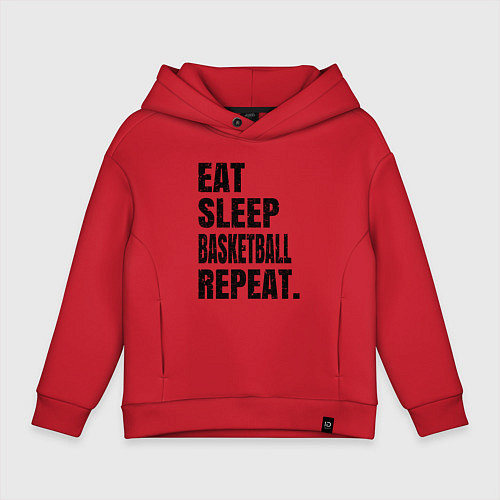 Детское худи оверсайз EAT SLEEP BASKETBALL REPEAT / Красный – фото 1