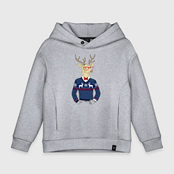 Толстовка оверсайз детская Hipster Deer, цвет: меланж