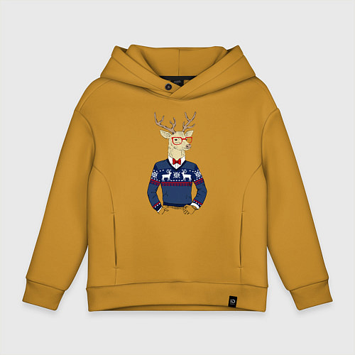 Детское худи оверсайз Hipster Deer / Горчичный – фото 1