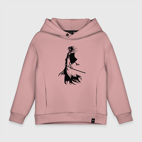 Детское худи оверсайз Кенпачи капитан одиннадцатого отряда из аниме блич / Пыльно-розовый – фото 1