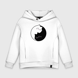 Толстовка оверсайз детская Yin and Yang cats, цвет: белый