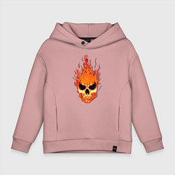 Толстовка оверсайз детская Fire flame skull, цвет: пыльно-розовый