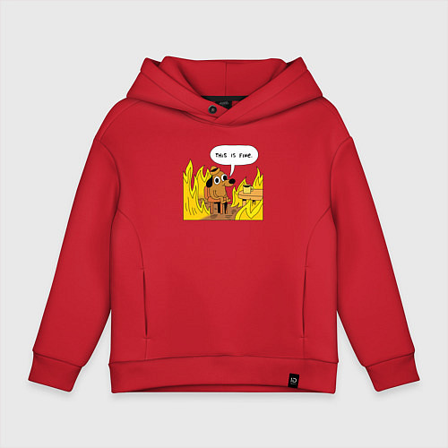 Детское худи оверсайз This is Fine / Красный – фото 1