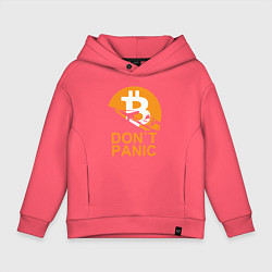 Толстовка оверсайз детская БИТКОИН НЕ ПАНИКУЕМ, цвет: коралловый