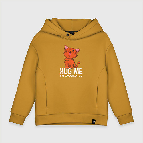 Детское худи оверсайз Hug Me Im Vaccinated / Горчичный – фото 1