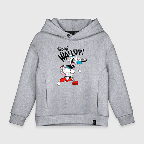 Детское худи оверсайз Ready? Wallop! Cuphead / Меланж – фото 1