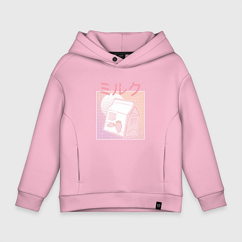 Детское худи оверсайз Vaporwave Strawberry Milk / Светло-розовый – фото 1