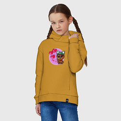 Толстовка оверсайз детская Котик милашка в шапочке, цвет: горчичный — фото 2