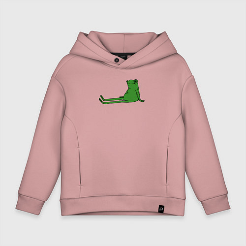 Детское худи оверсайз Лягушка приуныла / Пыльно-розовый – фото 1