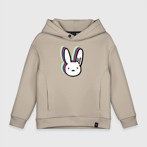 Детское худи оверсайз Bad Bunny logo / Миндальный – фото 1