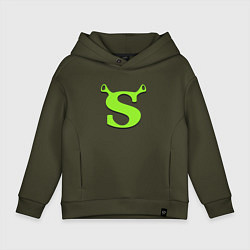 Толстовка оверсайз детская Shrek: Logo S, цвет: хаки