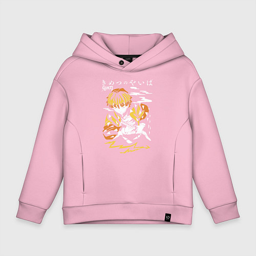 Детское худи оверсайз Зеницу Агацума Kimetsu no Yaiba / Светло-розовый – фото 1