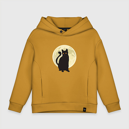 Детское худи оверсайз Moon Cat / Горчичный – фото 1