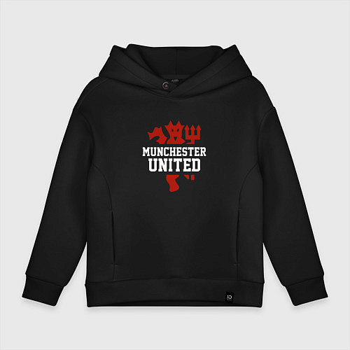 Детское худи оверсайз Manchester United Red Devils / Черный – фото 1