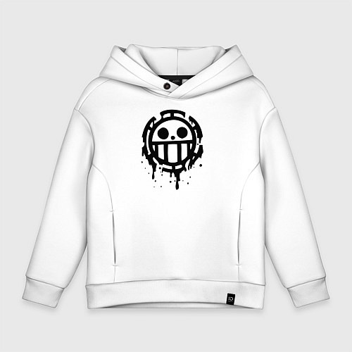 Детское худи оверсайз One Piece знак черной краской / Белый – фото 1