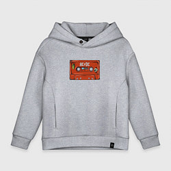 Толстовка оверсайз детская Кассета AC DC, цвет: меланж